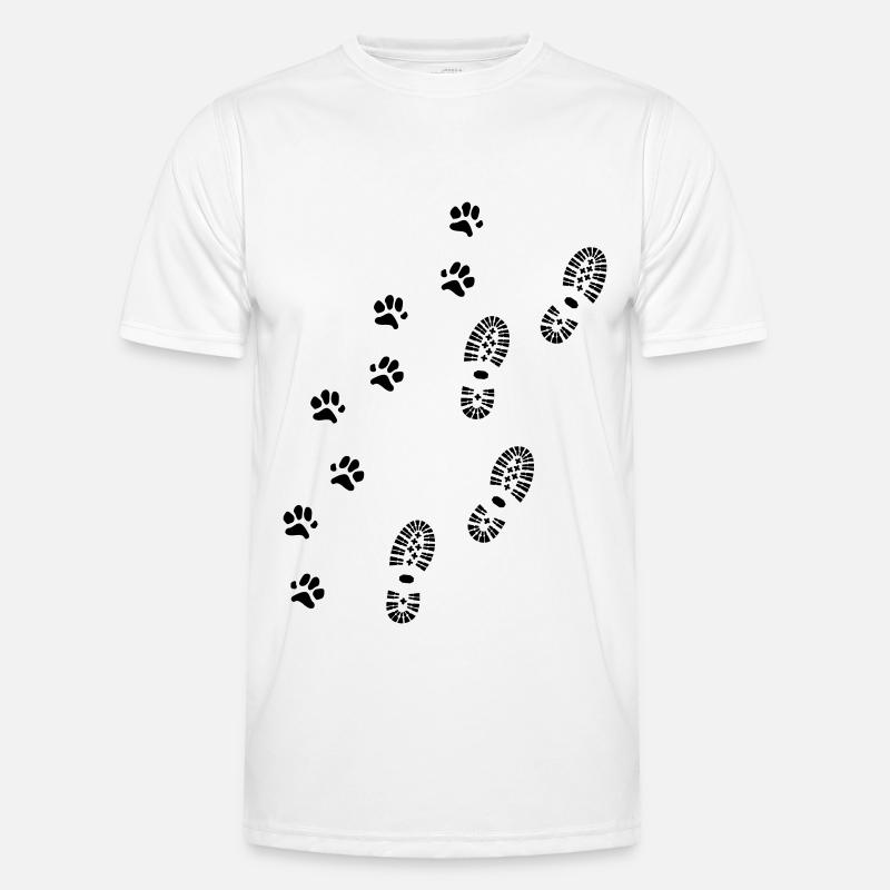 Empreinte de chaussure et empreinte de patte, randonnée avec chien T-shirt sport Homme