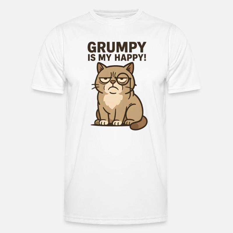 Grumpy Is My Happy Cat Katze Männer Funktions-T-Shirt