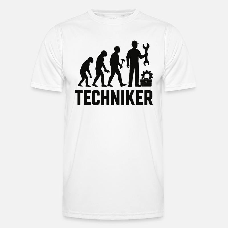 Techniker Evolution mit Werkzeug - Männer Funktions-T-Shirt - Weiß