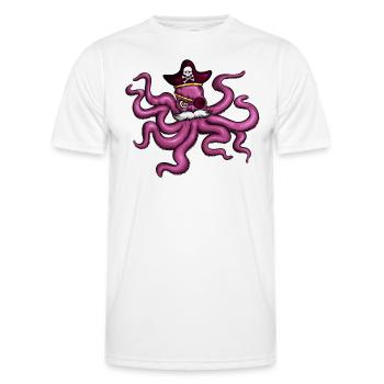 Oktopus Pirat Piratenhut Augenklappe Schnurbart - Männer Funktions-T-Shirt - Weiß - Vorne - AI Model Male 178 dark (178cm)