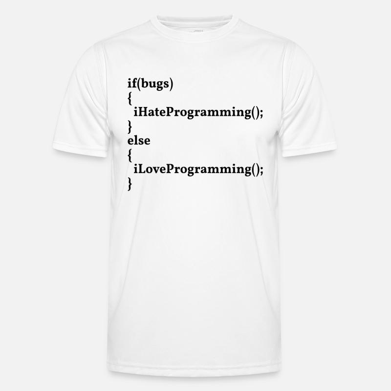 LoveProgramming, HateBugs! #InformatikerHumor Männer Funktions-T-Shirt