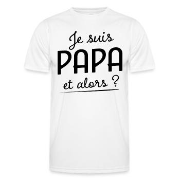 Papa Et Alors ? Futur Papa 2024 - T-shirt sport Homme - blanc - Devant - AI Model Male 178 dark (178cm)