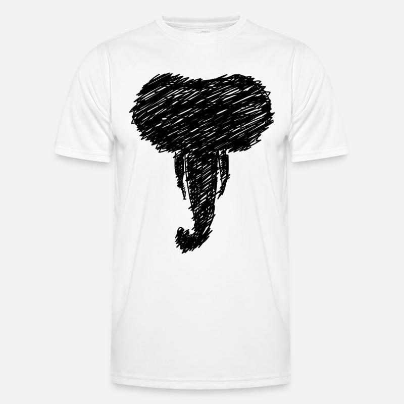 Elefant Kopf Tier Zeichnung Scribble Geschenk Männer Funktions-T-Shirt