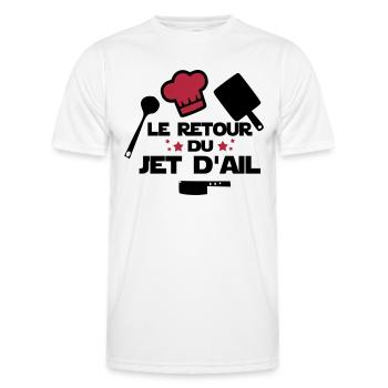 le retour du jet d'ail,citations,chef,cuisine - T-shirt sport Homme - blanc - Devant - AI Model Male 178 dark (178cm)