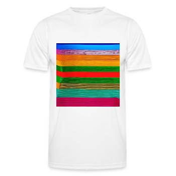 horizontale dicke Streifen in verrückten Farben - Männer Funktions-T-Shirt - Weiß - Vorne - AI Model Male 178 dark (178cm)