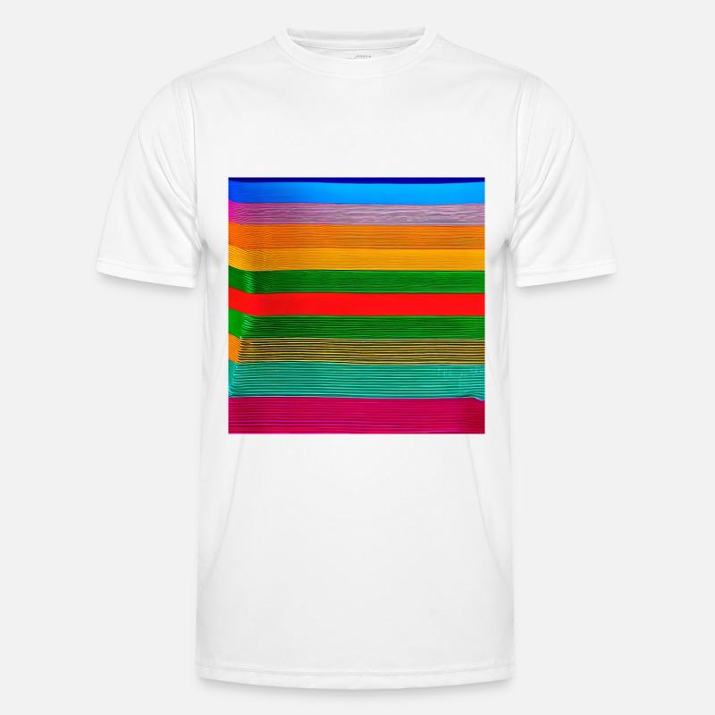 horizontal thick strips of crazy colours - Men's Functional T-Shirt - white