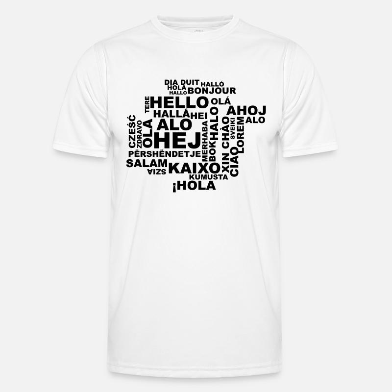 Hallo in 29 Sprachen - Männer Funktions-T-Shirt - Weiß