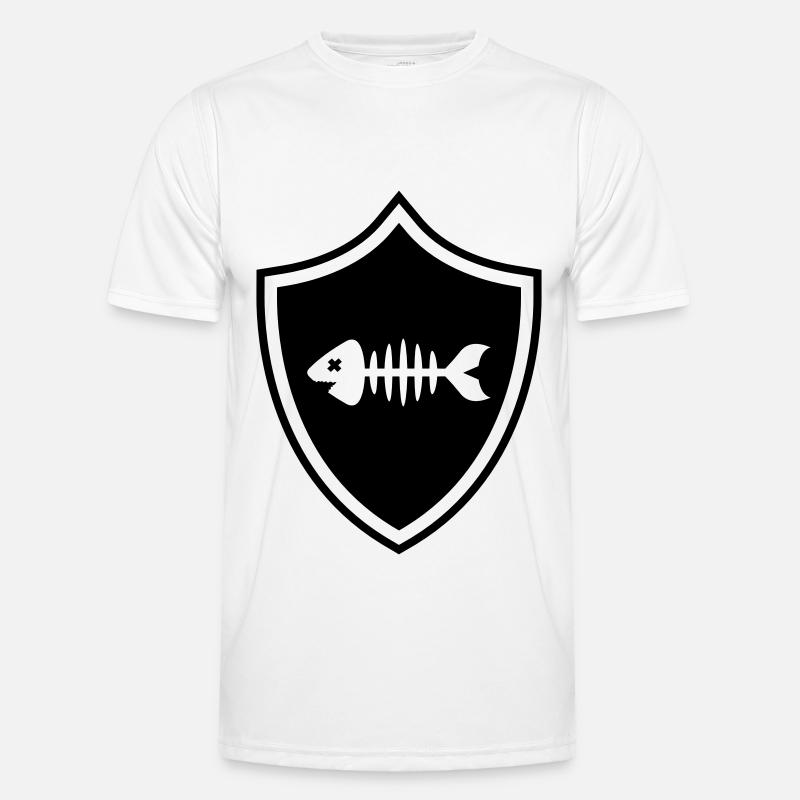 Fisch Wappen Knochen Gräte - Männer Funktions-T-Shirt - Weiß