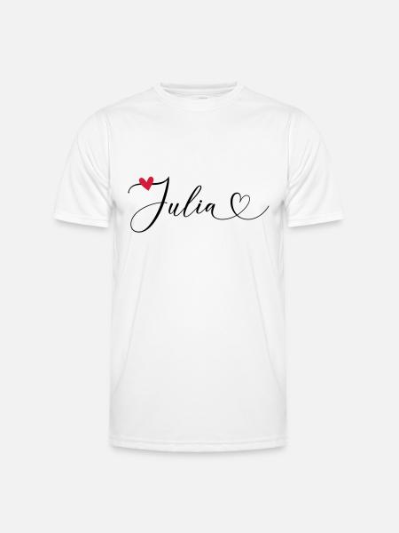 Julia Achternaam Voornaam Kalligrafie Hart - Functioneel T-shirt voor mannen - wit