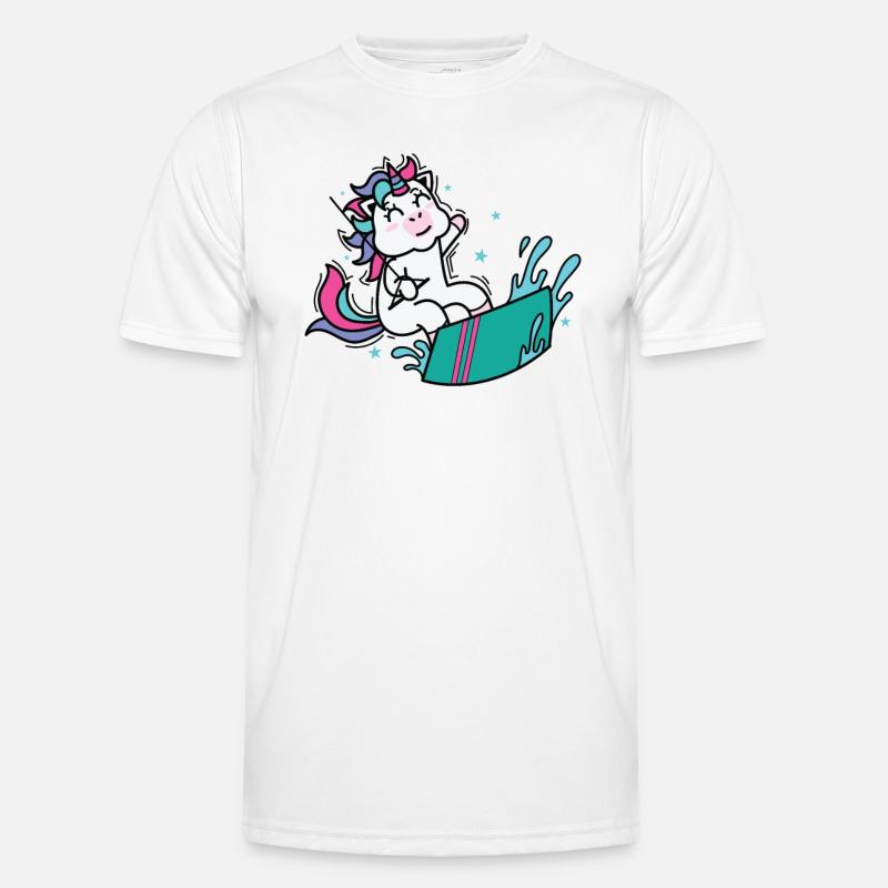 Einhorn beim Kite oder Wakeboarden Männer Funktions-T-Shirt