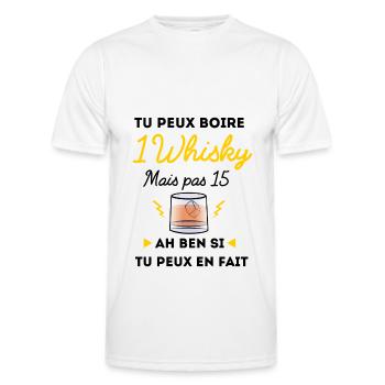 tu peux boire 1 whisky mais pas 15 - T-shirt sport Homme - blanc - Devant - AI Model Male 178 dark (178cm)