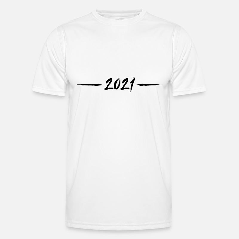 2021 year line element - Men's Functional T-Shirt - white