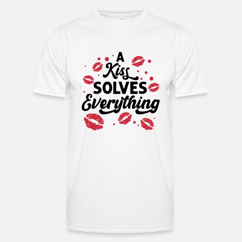 Problem Kissing Solution Relationship Partners - Men's Functional T-Shirt - white