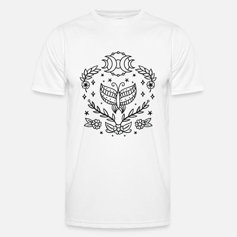Art au trait de la lune du papillon céleste T-shirt sport Homme