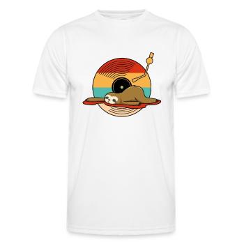 Musik Vinyl LP Sammlung Cute Sleeping Sloth - Männer Funktions-T-Shirt - Weiß - Vorne - AI Model Male 178 dark (178cm)