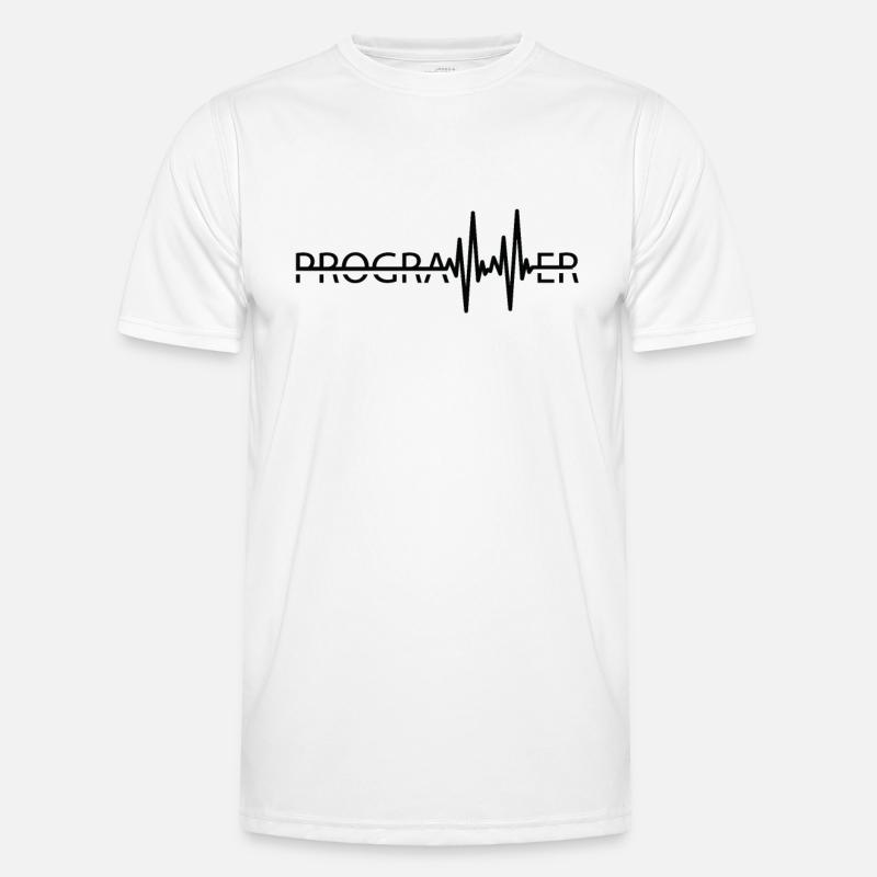 Programmierer Heartbeat Programmierung Coder - Männer Funktions-T-Shirt - Weiß