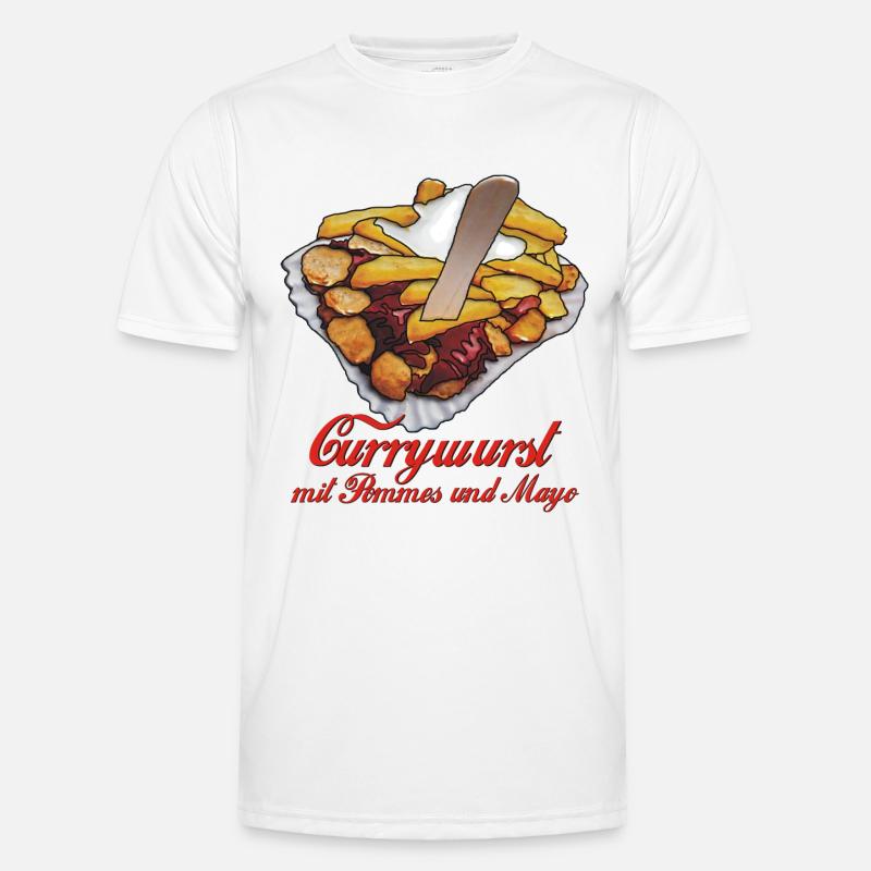 Currywurst with chips, mayo and text Men's Functional T-Shirt