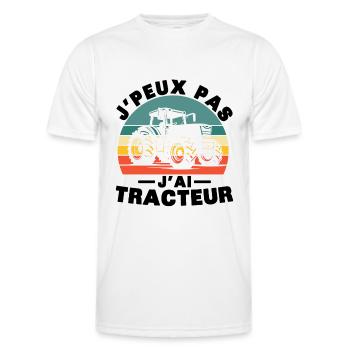 Je peux pas j ai Tracteur Humour cadeau - T-shirt sport Homme - blanc - Devant - AI Model Male 178 dark (178cm)