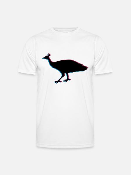 3d fugl silhuet omrids skygge påfugl fasan fjer - Funktionsshirt til herrer - hvid