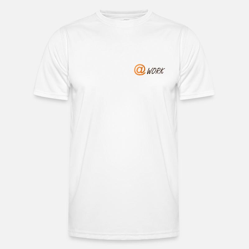 at symbol and the word work Men's Functional T-Shirt