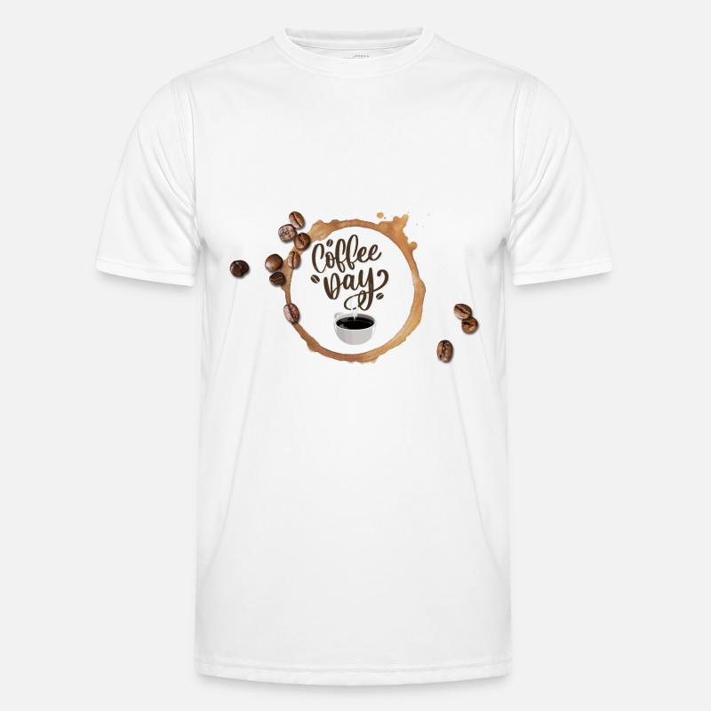 Kaffeebohnen Kaffeetasse Morgentlicher Kaffee Männer Funktions-T-Shirt