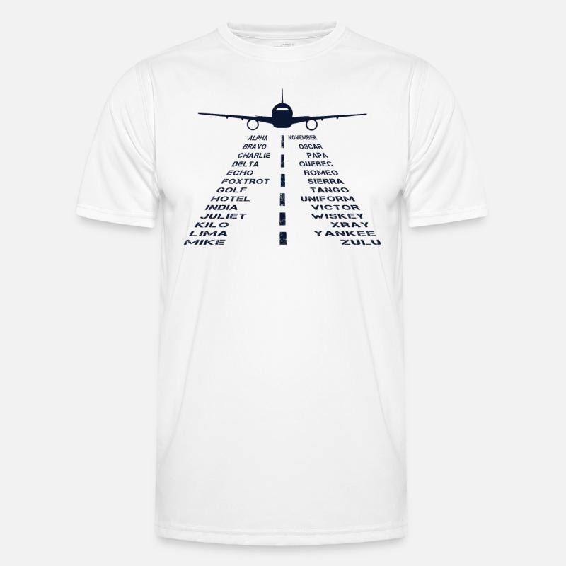 Landebahn Phonetisches Alphabet Luftfahrt Flugzeug Pilot Männer Funktions-T-Shirt
