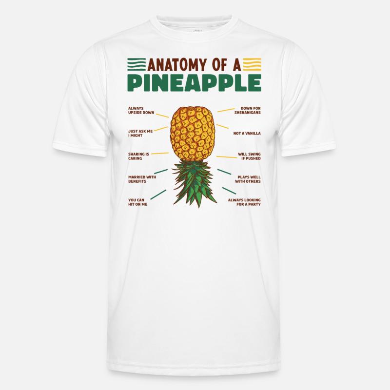 Anatomie einer Ananas auf dem Kopf stehende Ananas Männer Funktions-T-Shirt