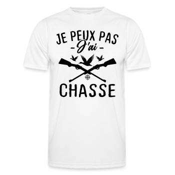 Je peux pas j'ai chasse - T-shirt sport Homme - blanc - Devant - AI Model Male 178 dark (178cm)