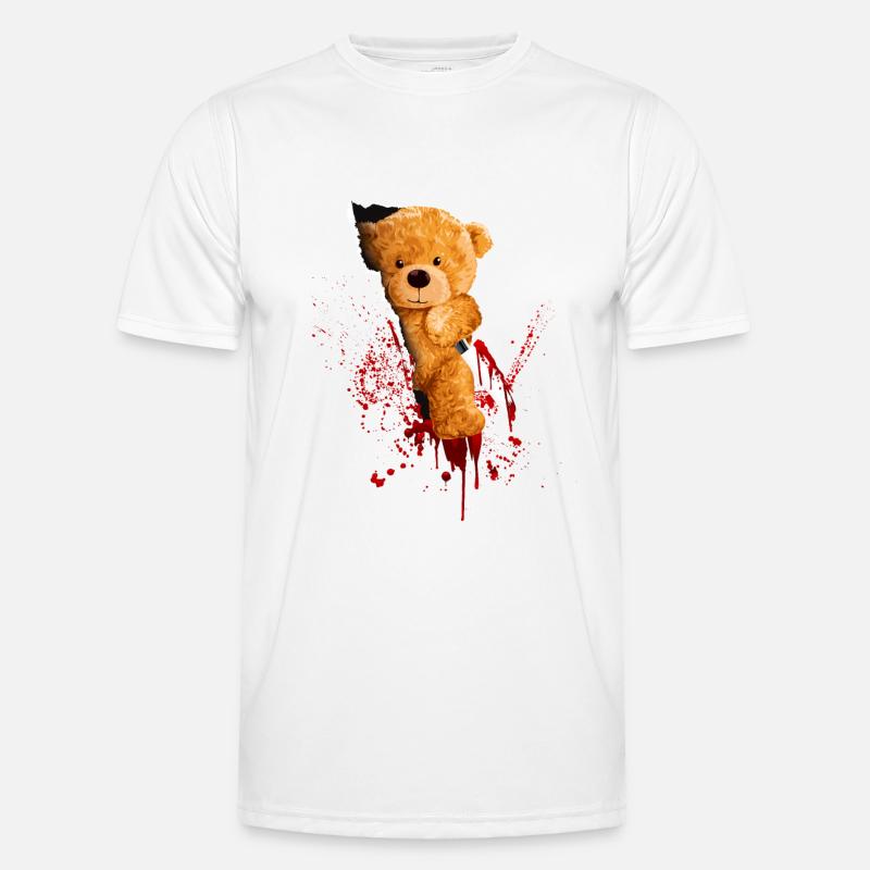 Horror Teddybär schneidet mit Messer durch Shirt Männer Funktions-T-Shirt