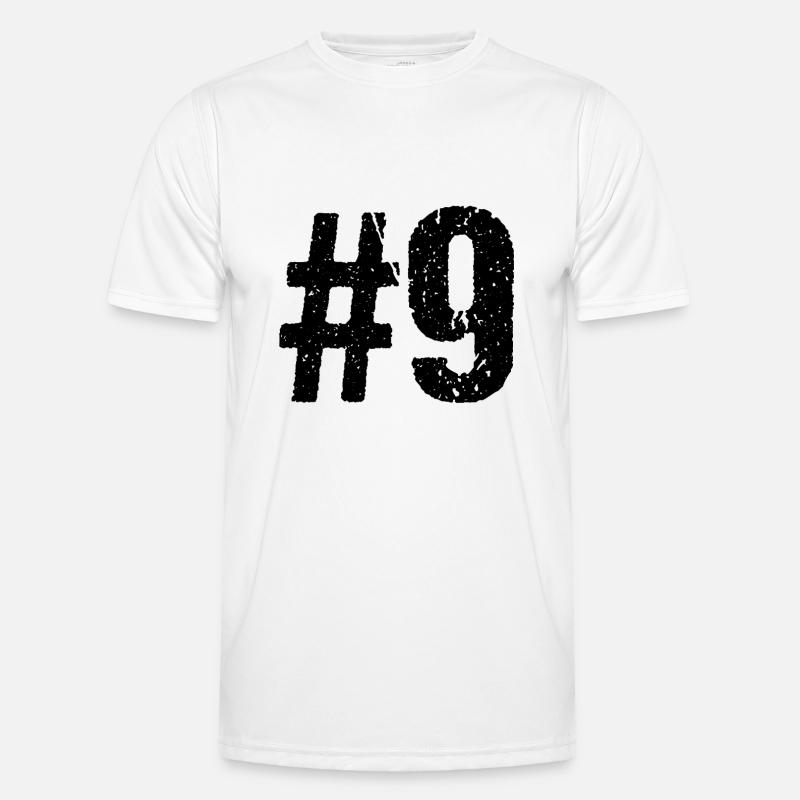 Teamplayer Hashtag Nummer 9 Neun Mannschaft Männer Funktions-T-Shirt