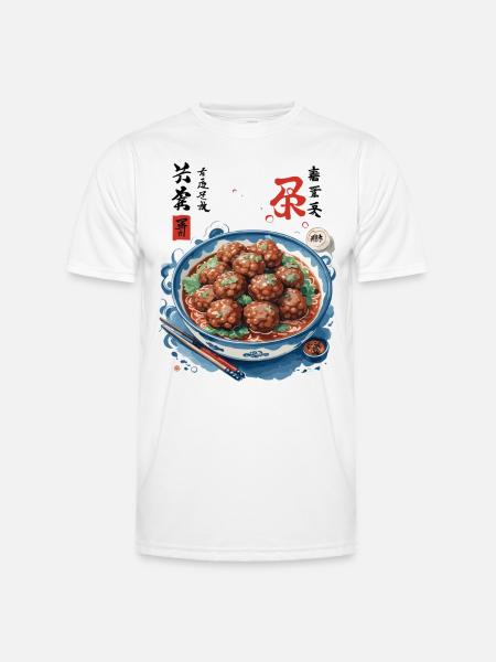 Japansk Ukiyo-e Mat Konst Kött Ramen Soppa - Funktions-T-shirt herr - vit