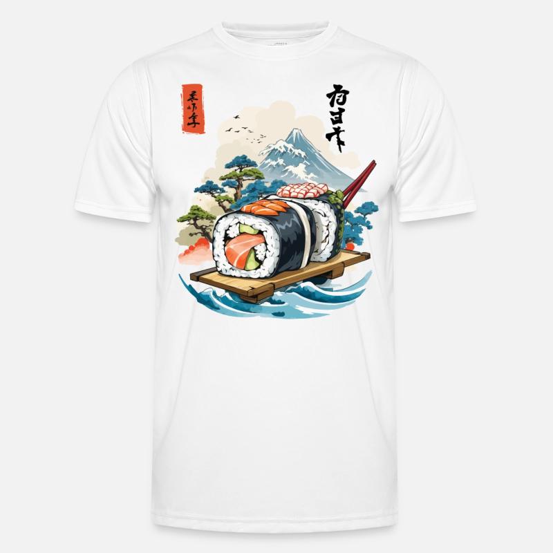 Ukiyo-E Sushi Artwork Design - Men's Functional T-Shirt - white