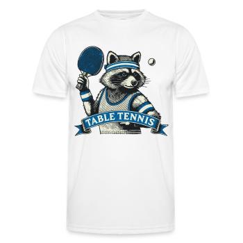 Tennis de table raton laveur Joueur Retro Fun - T-shirt sport Homme - blanc - Devant - AI Model Male 178 dark (178cm)