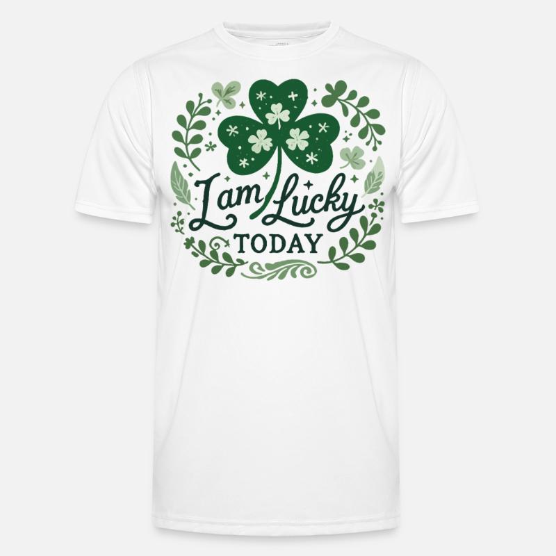 Glücksklee St. Patricks Day Ich Bin Glücklich Männer Funktions-T-Shirt