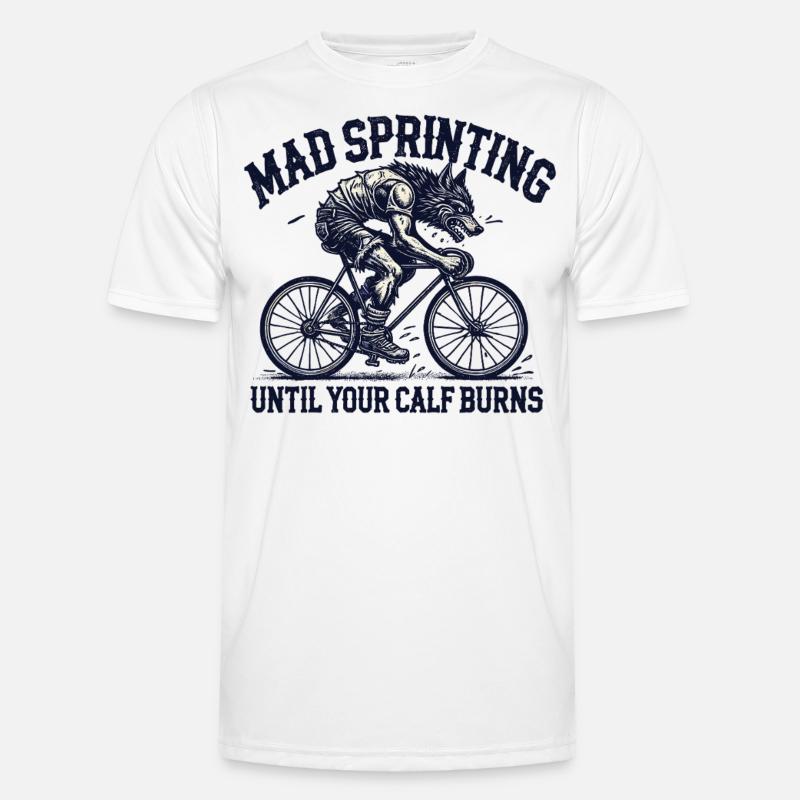 Mad Sprinting Bicycle Wolf Design - Men's Functional T-Shirt - white