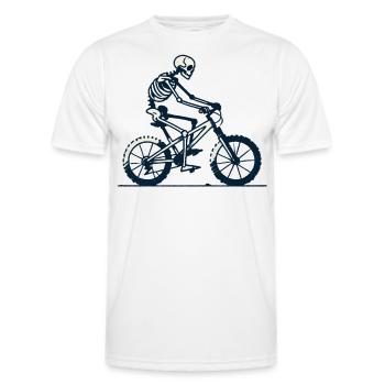 Skeleton Bicycle Retro Mountain Bike Art - Men's Functional T-Shirt - white - Front - AI Model Male 178 dark (178cm)