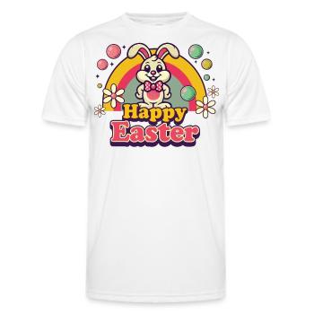 Ostern Retro Ästhetik Happy Easter Hase - Männer Funktions-T-Shirt - Weiß - Vorne - AI Model Male 178 dark (178cm)