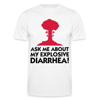 Demandez-moi au sujet de mon diarrhée explosive! - T-shirt sport Homme - blanc - Devant - AI Model Male 178 dark (178cm)