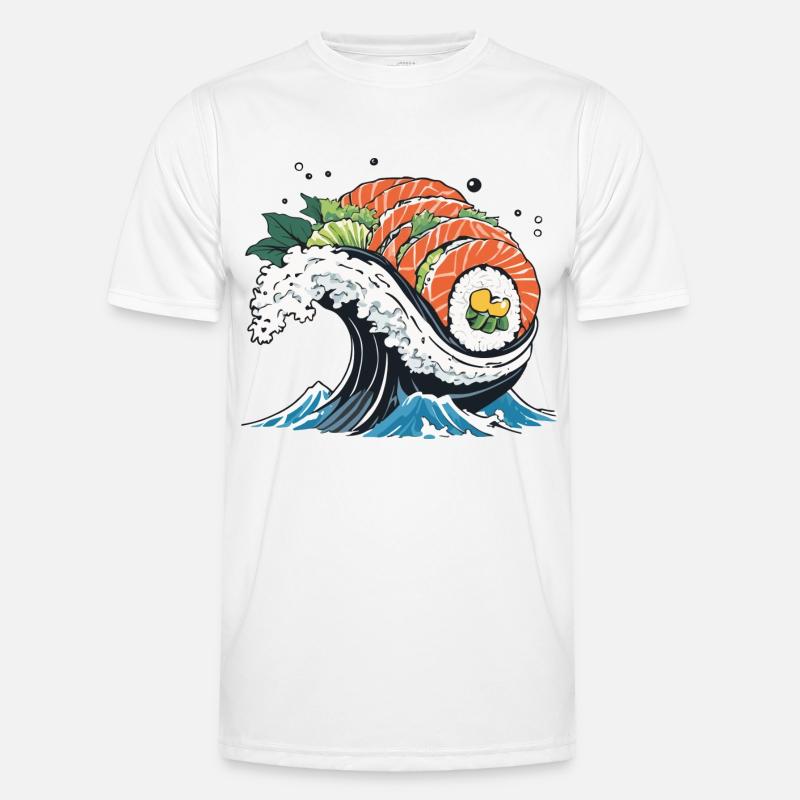 Ukiyo-E Sushi Wave Design esthétique T-shirt sport Homme