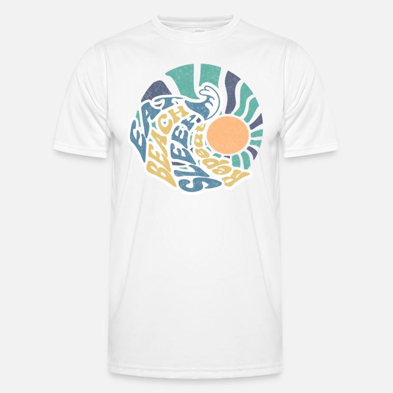 Eat Beach Sleep Repeat Retro Wave Männer Funktions-T-Shirt