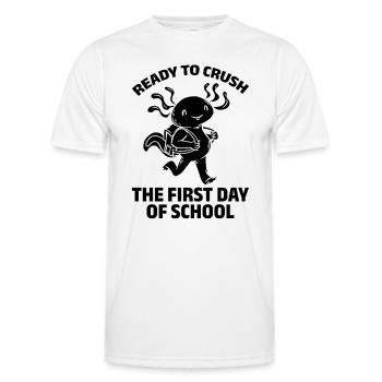 Prêt à écraser le premier jour d’école - T-shirt sport Homme - blanc - Devant - AI Model Male 178 dark (178cm)