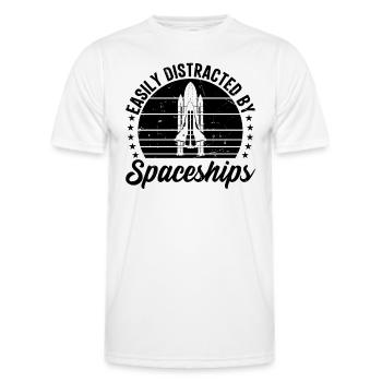 Space Travel Space Ship - Easily Distracted By Spa - Men's Functional T-Shirt - white - Front - AI Model Male 178 dark (178cm)