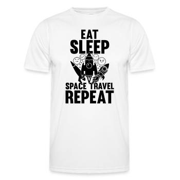Eat Sleep Space Travel Repeat - Space Ship Planets - Men's Functional T-Shirt - white - Front - AI Model Male 178 dark (178cm)