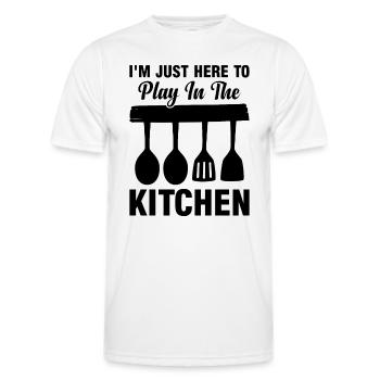 I'm Just Here To Play In The Kitchen Chef Cooking - Männer Funktions-T-Shirt - Weiß - Vorne - AI Model Male 178 dark (178cm)