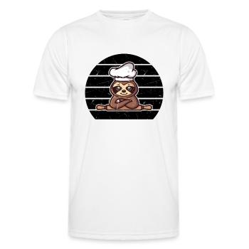 Sloth Cook Chef Hat Food & Sloth Lover Kitchen Che - Men's Functional T-Shirt - white - Front - AI Model Male 178 dark (178cm)