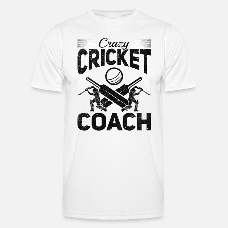 Crazy Cricket Coach - Männer Funktions-T-Shirt - Weiß