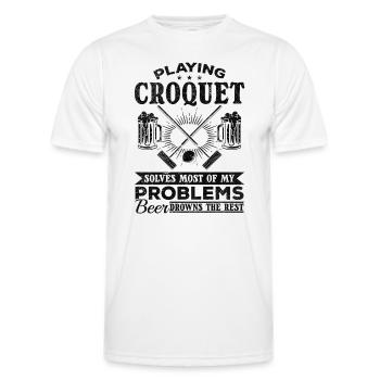 Playing Croquet solves most of my problems beer dr - Men's Functional T-Shirt - white - Front - AI Model Male 178 dark (178cm)