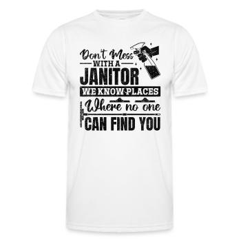 Funny Janitor - Don't Mess With A Janitor - Men's Functional T-Shirt - white - Front - AI Model Male 178 dark (178cm)