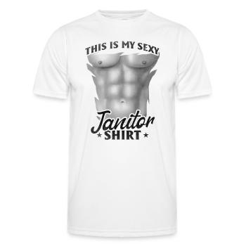 C’est ma chemise de concierge sexy - nettoyage concierge - T-shirt sport Homme - blanc - Devant - AI Model Male 178 dark (178cm)
