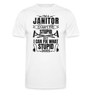 Citation de concierge drôle disant concierge - T-shirt sport Homme - blanc - Devant - AI Model Male 178 dark (178cm)